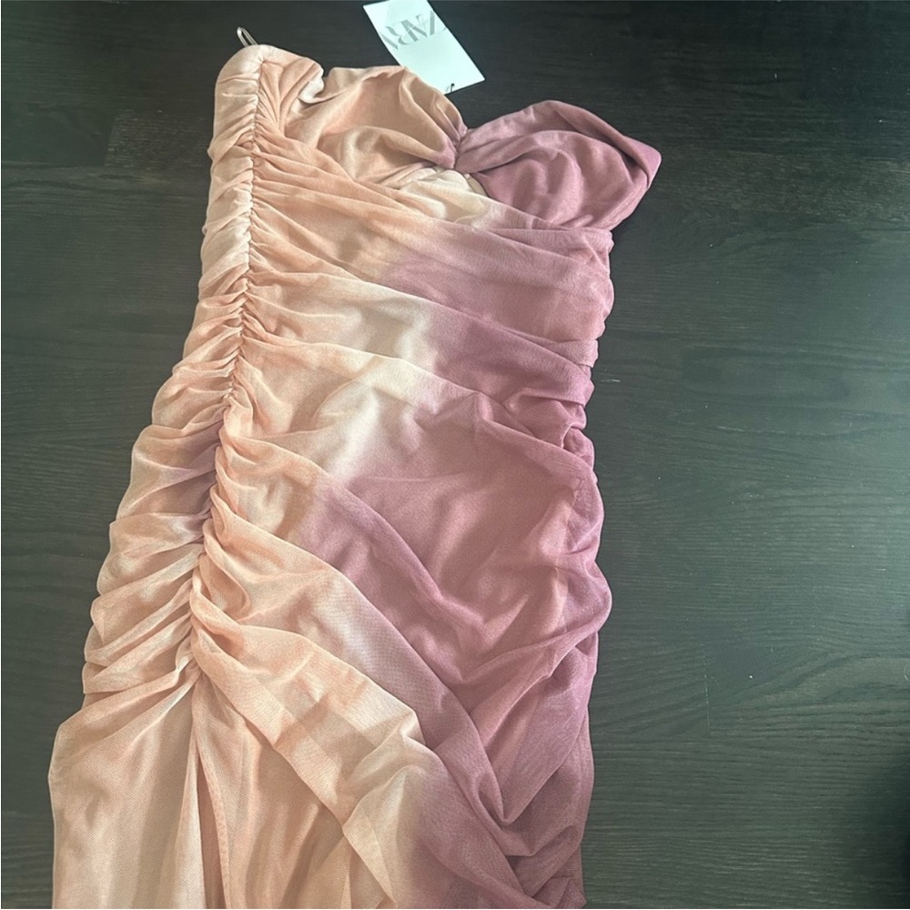 Zara Strapless Pink and Peach Dress - Picture 4 of 4
